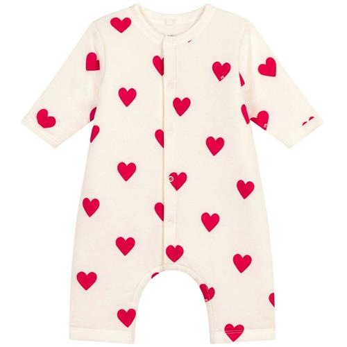 Petit Bateau Hjertemønstret Heldragt Cremefarvet 12 Months  Hvid  12 måneder  Unisex