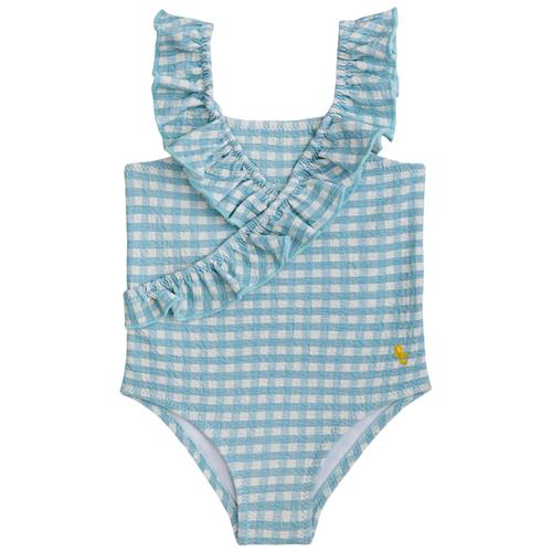 Bobo Choses Gingham Flæset Baby Badedragt Blå 6 Months  Blå  6 måneder  kvinde