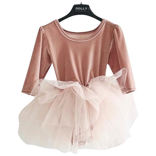 DOLLY by Le Petit Tom Velvet Planet Tutu Dress in Pink 6-8 Y  Lyserød  6-8 år  kvinde