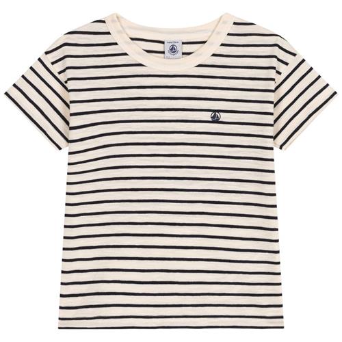 Petit Bateau Stribet T-shirt Cremefarvet 10 Y  Hvid  10 år  mand