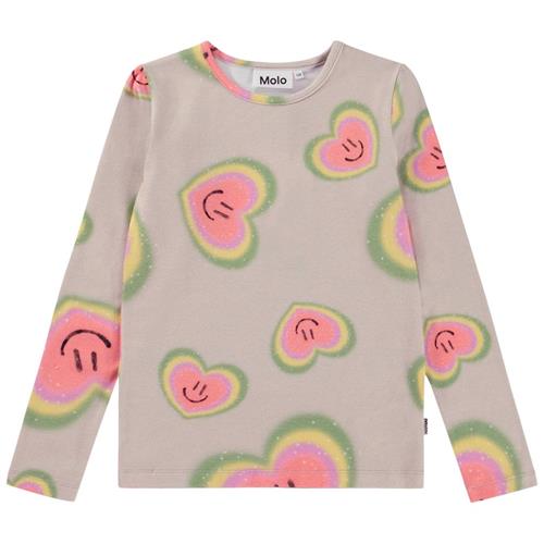 Molo GOTS Rose Langærmet T-shirt Aura Hearts 104cm  Beige  104 cm  kvinde