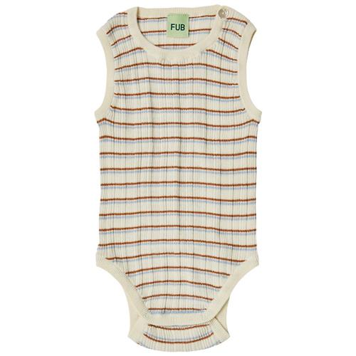FUB Stribet Babybody Ecru/Rust/Cloud 56 cm  Creme  56 cm  Unisex