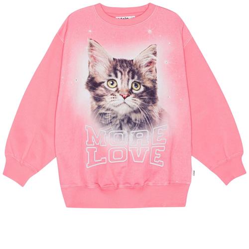 Molo Monti Sweatshirt More Love Cat 92 cm  Lyserød  92 cm  kvinde