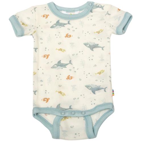 Joha Mønstret Uld-bodysuit Lyseblå 90 cm  Blå  90 cm  Unisex
