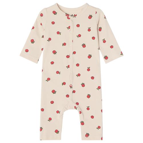 Buddy & Hope GOTS Gunnar Mønstret Heldragt Med Æbler Cremefarvet 62/68 cm  Hvid  62/68 cm  Unisex