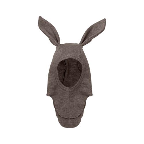 Huttelihut Balaclava Ears Wool Rib Brown Melange 86/92 cm  Brun  86/92 cm  Unisex