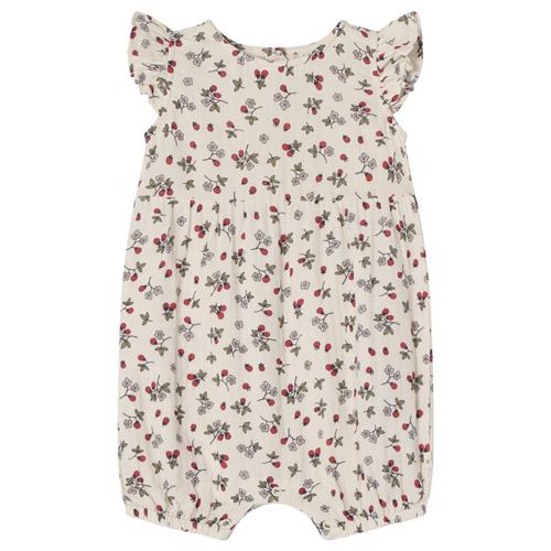 Buddy & Hope GOTS Svea Mønstret Romper Wild Strawberry 74/80 cm  Hvid  74/80 cm  Unisex