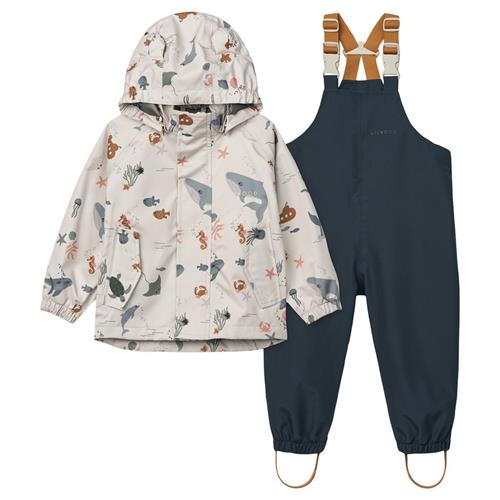 Liewood Manu Rainwear Set Manu Regntøjssæt Sea Creature / Sandy 80 cm  Grå  80 cm  mand
