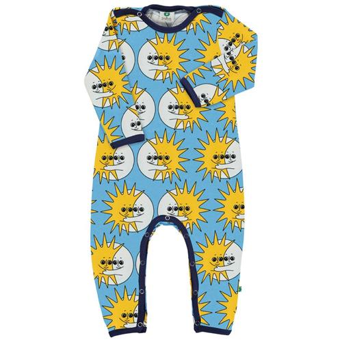 Småfolk Mønstret Heldragt Med Sol Og Måne Blue Grotto 80 cm  Blå  80 cm  Unisex