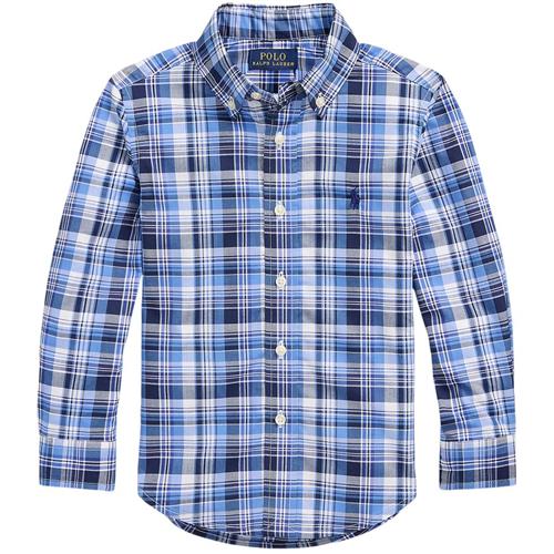 Ralph Lauren Ternet Skjorte Blå Plaid Cotton Poplin Shirt 644B1 Blue Multi  Blå    mand
