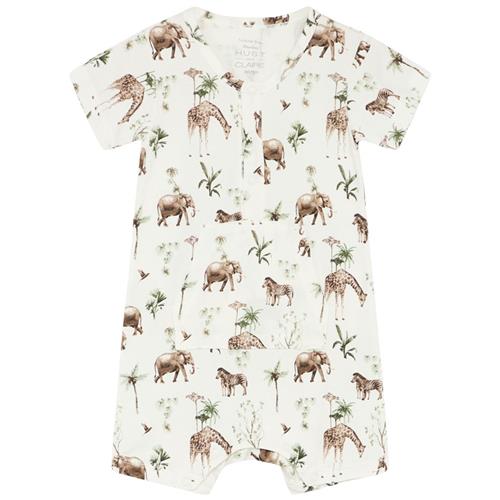Hust&Claire Mungo Mønstret Romper Elfenben 68 cm  Hvid  68 cm  Unisex