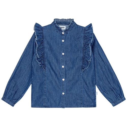 Molo GOTS Raphaella Skjorte Mid Blue Wash 110/116 cm  Blå  110/116 cm  kvinde