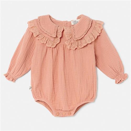 My Little Cozmo Soft Gauze Collar Baby Romper Pink Romper Pink 24 Months  Lyserød  24 måneder  kvinde