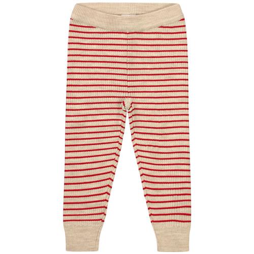 Flöss Flye Stribede Strikkede Leggings Ruby Red/Cloud 56 cm  Rød  56 cm  Unisex