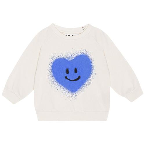 Molo GOTS Disc Sweatshirt Blue Heart 68 cm  Hvid  68 cm  Unisex