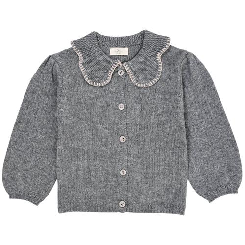 Copenhagen Colors Cashmere cardigan med krave Grey Mel 110 cm  Grå  110 cm  Unisex