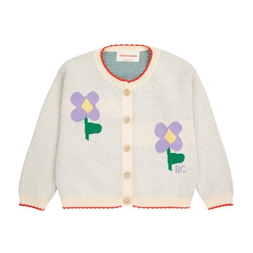 Bobo Choses Pansy Flower Babycardigan Naturhvid 12 months  Creme  12 måneder  kvinde