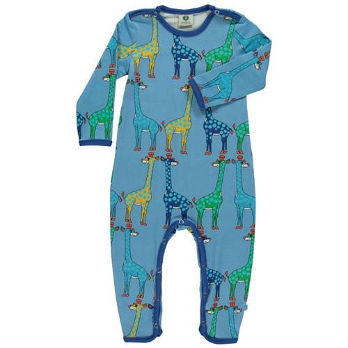 Småfolk Bodystocking Med Girafer Blue Grotto 62 cm  Blå  62 cm  Unisex