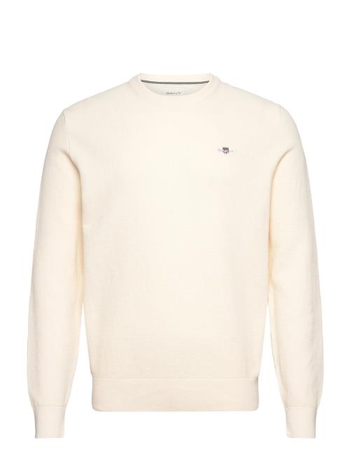 Micro Textured Cotton C-Neck GANT Cream