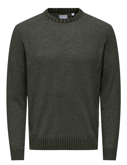 Onseddy Reg 7 Wool Crew Knit ONLY & SONS Khaki