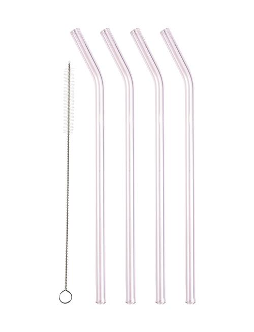 Straw With Bend 4 Pcs Lyngby Glas Pink