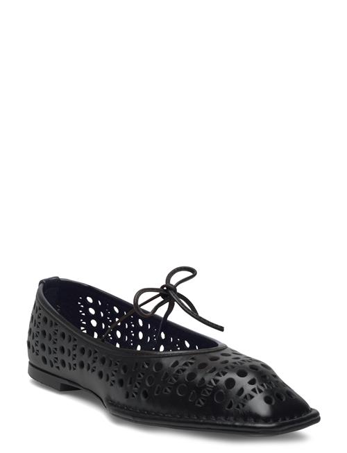 Sway Slit Black Leather Ballet Flats ALOHAS Black