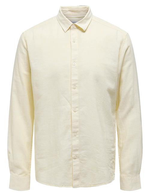 Se Onscaiden Life Ls Solid Linen Shirt Noos ONLY & SONS White ved Booztlet