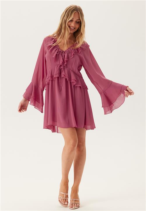 Bubbleroom Occasion Trumpet Sleeve Frill Short Dress