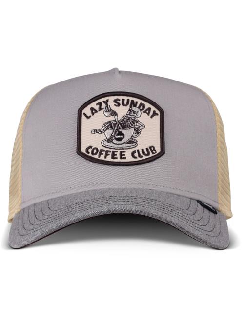 DJINNS Hætte 'HFT Coffee Club'  lysegrå / sort