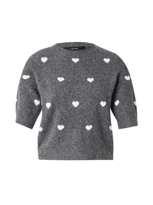 VERO MODA Pullover 'VMDOFFY INTARSIA'  mørkegrå / hvid