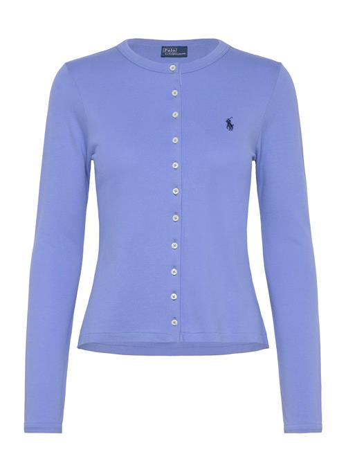 Stretch Mesh Cotton Crewneck Cardigan Polo Ralph Lauren Blue