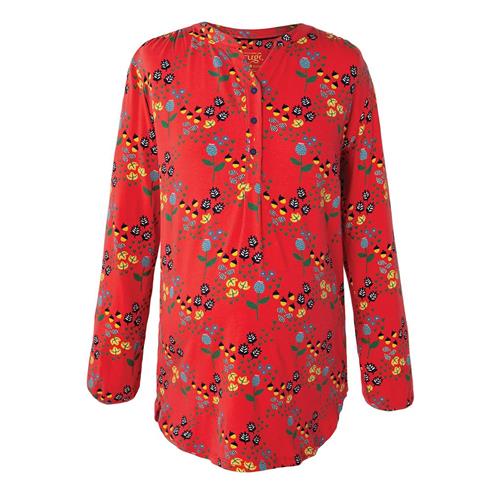 Frugi Red Floral Printed Blouse M    M  kvinde