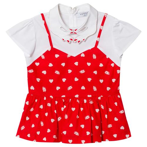 Vivetta Red Heart Peplum Top with Hand Detail Collar 14 Y    14 år  kvinde