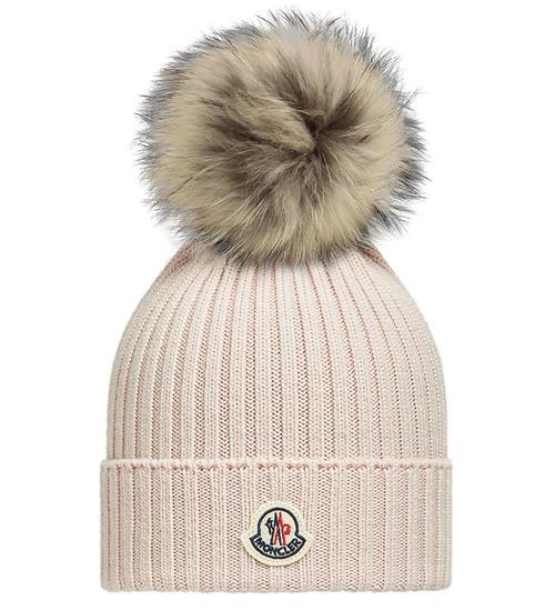 Moncler Hue - Uld - Lysegrå m. Imiteret Pelskvast
