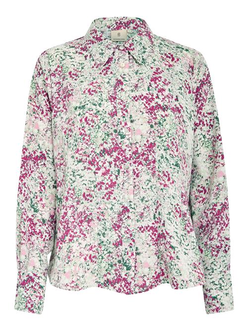 Peppercorn Bluse 'Marva'  grøn / mørkelilla / lys pink