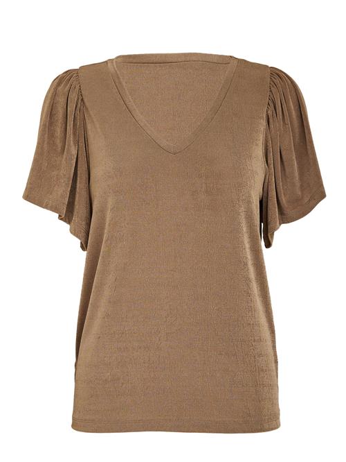 DESIRES Bluse 'Bob Flounce'  lysebrun