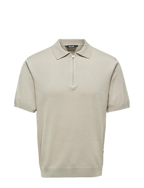 Se Onswyler Life Reg 14 Ss Zip Polo Knit ONLY & SONS Cream ved Booztlet