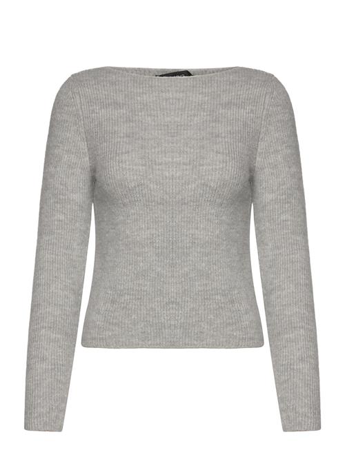 Boat-Neck Knitted Sweater Mango Grey