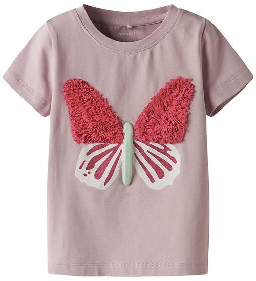 Name It T-shirt - NmfLofla - Burnished Lilac m. Sommerfugl