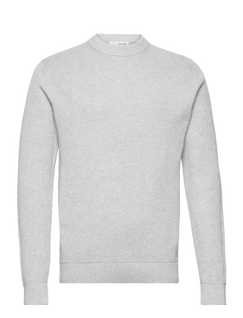 Slhdane Ls Knit Structure Crew Neck Noos Selected Grey