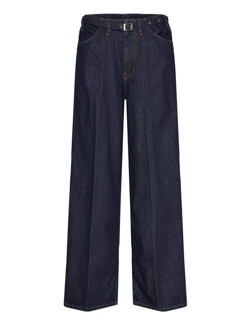 Rinse-Wash Wide Leg Jeans With Belt Mango Navy