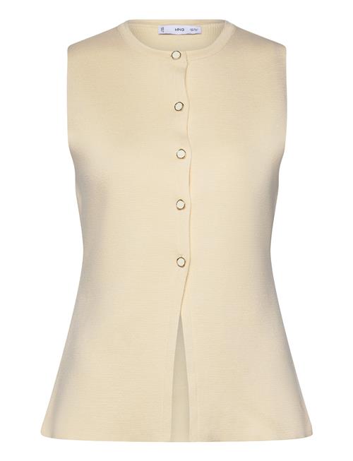 Fine-Knit Waistcoat With Buttons Mango Cream