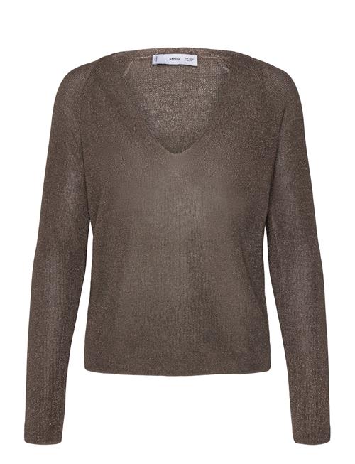 V-Neck Lurex Sweater Mango Brown