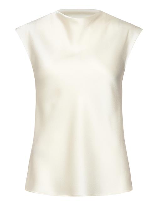 Satin Blouse With Draped Neck Mango White