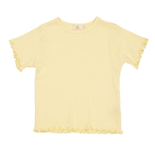 Copenhagen Colors Summer Pointelle T-shirt Light Yellow 110 cm  Gul  110 cm  kvinde