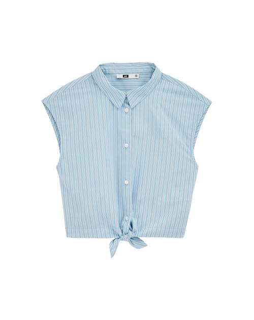 WE Fashion Bluse  lyseblå / offwhite