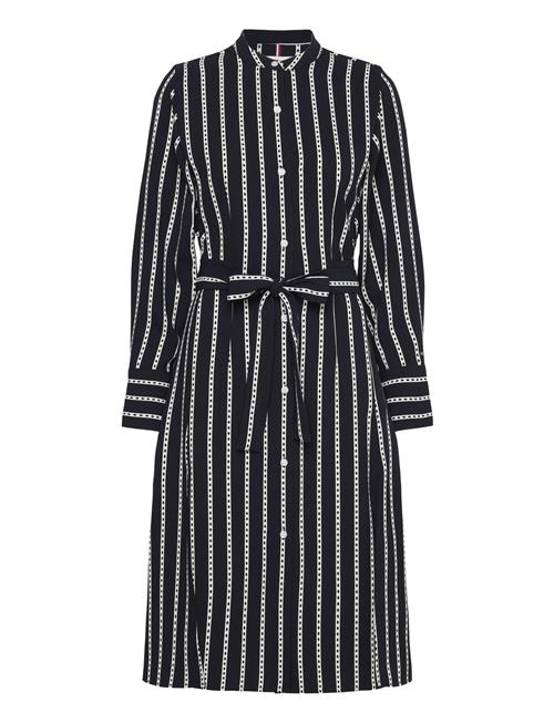 Argyle Stripe Midi Shirt Dress Tommy Hilfiger Black