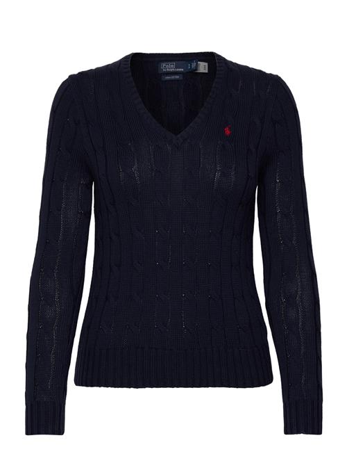 Cable-Knit Cotton V-Neck Sweater Polo Ralph Lauren Blue
