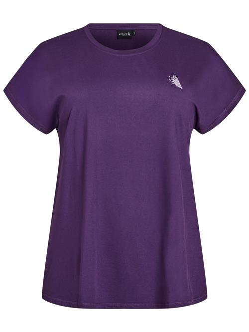 Zizzi Shirts 'BASIC'  lilla / offwhite