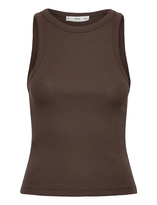 Ribbed Cotton-Blend Top Mango Brown